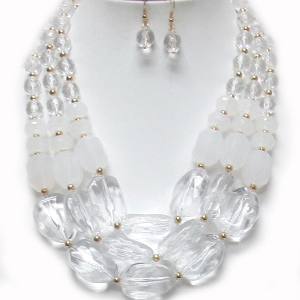 Clear Chunky Necklace Set